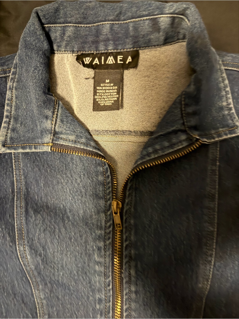 Waimea Women's Dark Blue Denim Jumpsuit with Zip Front